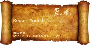 Roder András névjegykártya